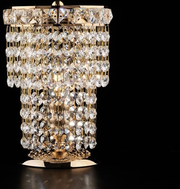 Bonetti Illumina - Wagner - Tischlampe aus Eisen und goldenem Messing mit Strasssteinen 1 Licht H.24 - Ø16 - BL266-LT-OR