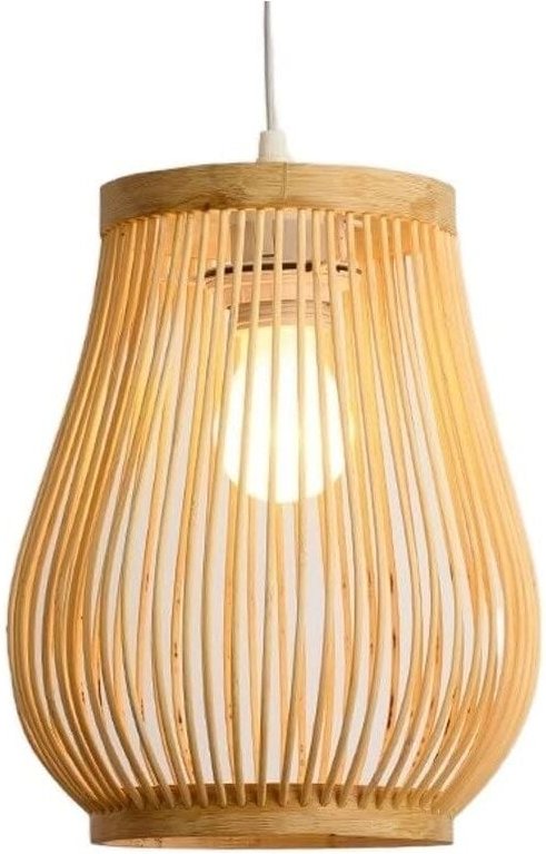 Pendelleuchte, Flurlampe in Kürbisform im Retro-Stil, Deckenpendelleuchte mit Einzellicht, Hängelampe in Rattanform für ...