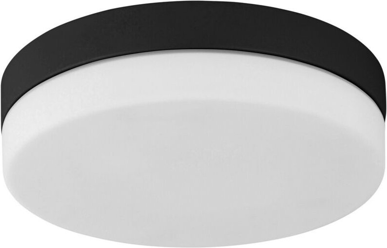 TK Pori Zylindrische Deckenleuchte Schwarz, Opalglas IP44 2xE27