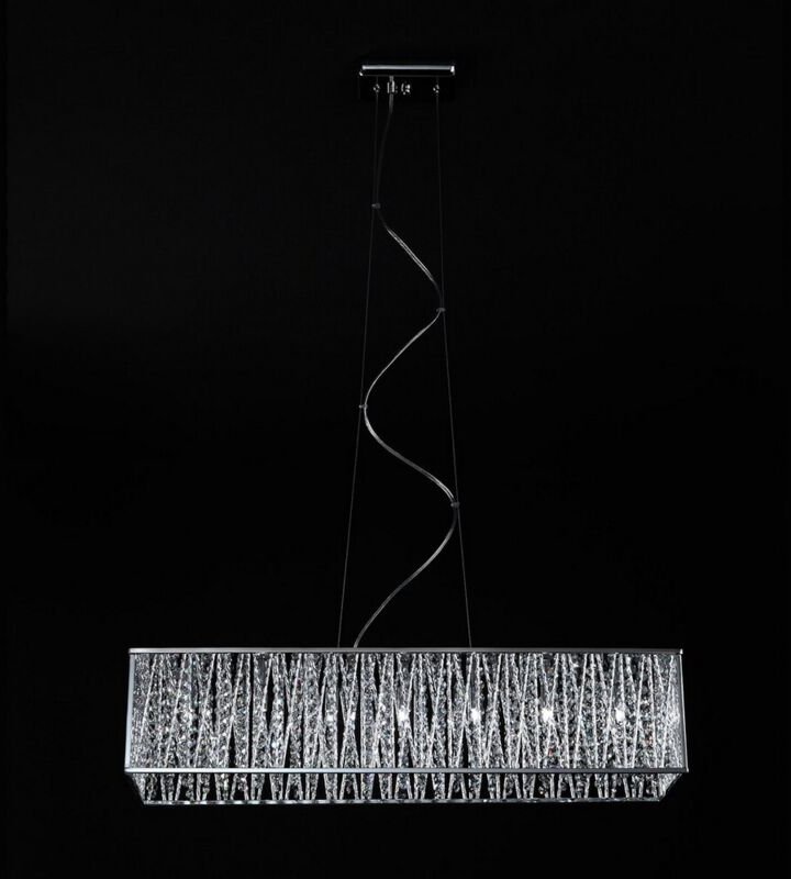 Vanessa - Moderne hängende Pendelleuchte Chrome 7 Light mit eloxiertem Aluminium, Silberschirm, G9 - Italux