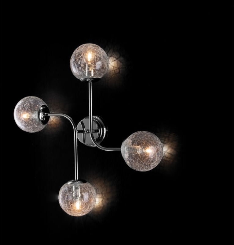 Ikarus – Deckenleuchte aus poliertem Chrom-Eisen, 4 Lichter, l. 63 x 59 – BL213-PL4-CR - Bonetti Illumina