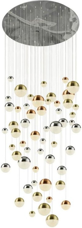 Searchlight - Planets 55 Light Pendelleuchte Kupfer, Chrom, Kugeln aus satiniertem Messing & Kristallsand 4000K