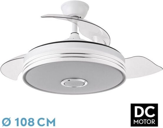 Matanuska Deckenventilator de mit LED-Licht, DC-Motor, weiße Farbe, einziehbare Flügel, Fernbedienung, Timer, Memory de ...