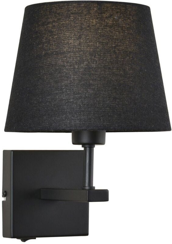 Norte - Moderne Nachttischlampe Schwarz Matt 1 Licht mit Schwarz, Rundschirm, E27 - Italux