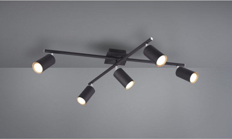 Deckenleuchte 5 verstellbare Strahler Marley Black Trio Lighting
