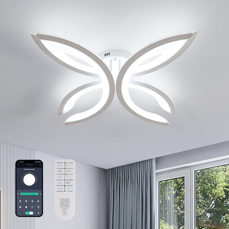 COMELY LED-Deckenleuchte mit Acrylblüten-Design, Weiß, 60 x 60 x 12,5 cm, 37 W mit Dimmer (einstellbare Helligkeit), für...