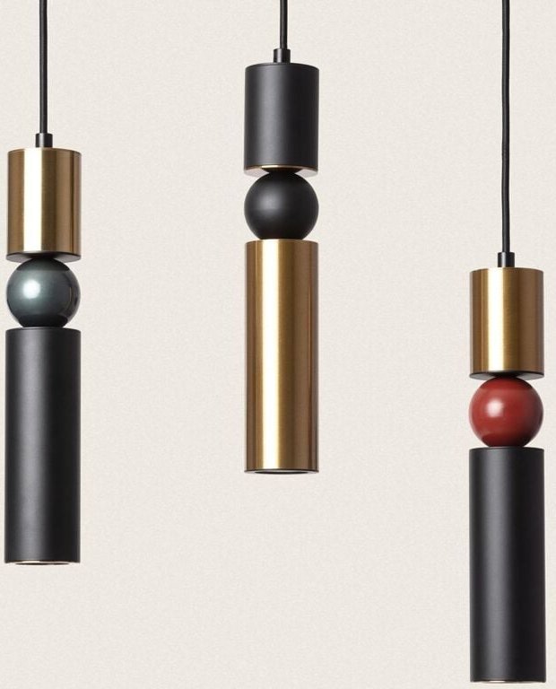 Efectoled - Pendelleuchte Metall und Glas Luyo Rot