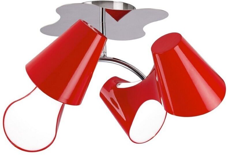 Inspired Mantra - Ora - Decke 2 Arm 4 Licht E27, glänzend rot, weißes Acryl, poliertes Chrom