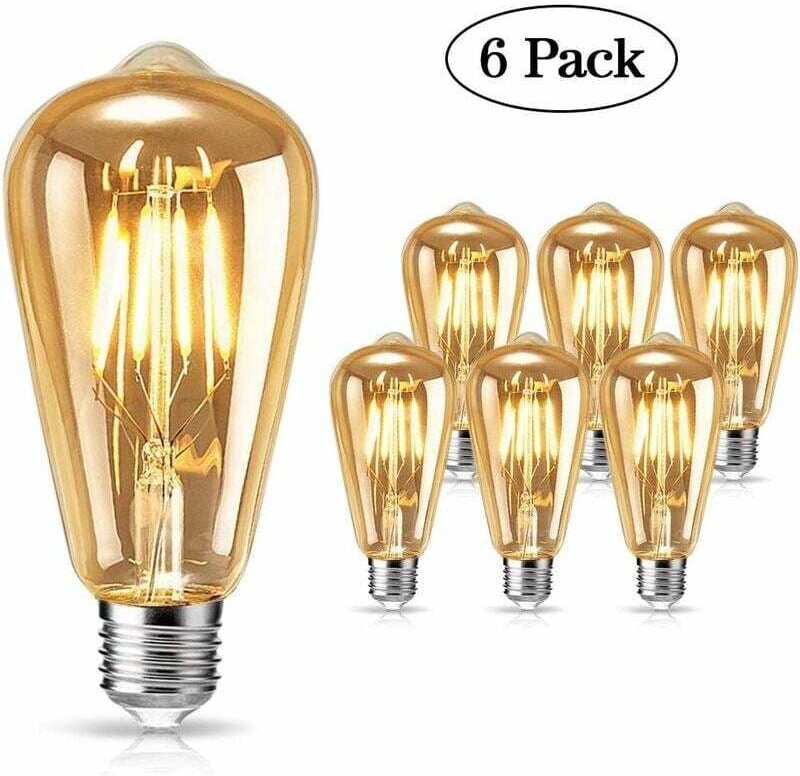 Ampoule Vintage Edison, Led Edison E27 4w Lumière Chaude Vintage Ampoule Antique Rétro Lampe À Incandescence Pour La Nos...