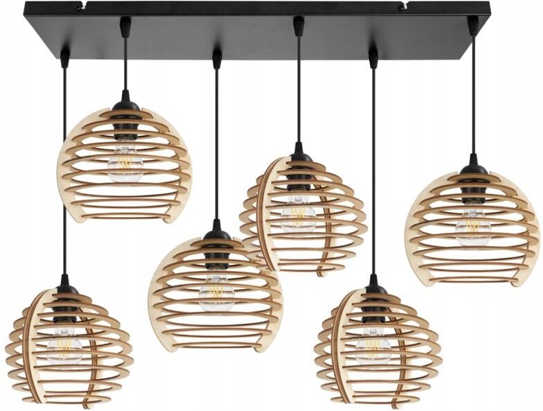 Hängelampe, Deckenleuchter, Holz, LED-Lampenschirm