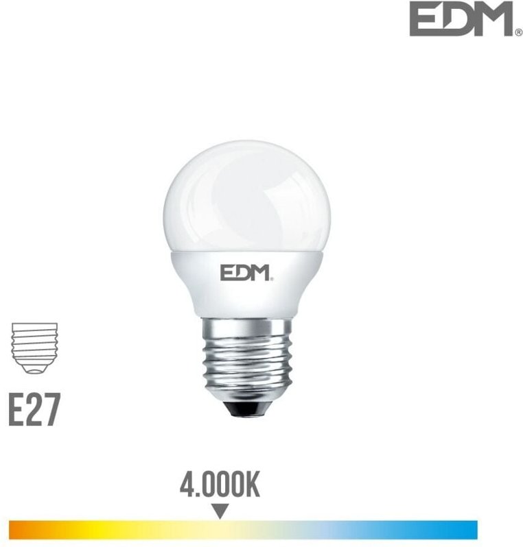EDM - Sphärische LED-Glühbirne E27 7W 600lm 4000K Tageslicht Ø4,5x8cm