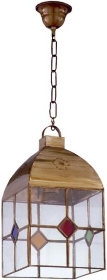 Fabrilamp - Laterne granadino 4 Gesichter klein 1xe27 Leder/Farben regx16x16 cm