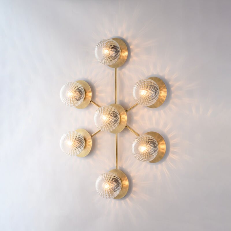 Bonetti Illumina - Armonia – Deckenleuchte aus gebürstetem bronziertem Eisen, 7 Lichter, l. 85 x 62 – BL285-PL7-BRZ