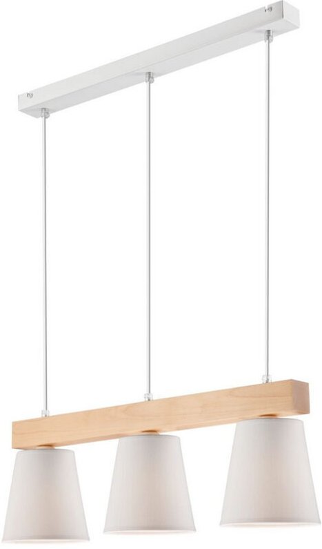 Thumbnail - Lamkur Lighting - Lamkur Enrico Bar-Pendel-Deckenleuchte mit Stoffschirmen, Weiß, 3x E27