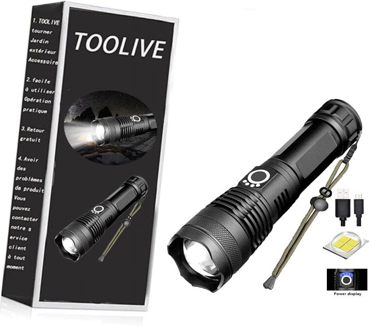 12.000 Lumen, ultrastarke LED-Taschenlampe, USB wiederaufladbar, XHP70.2 Taschenlampe, Hochleistungs-Taschenlampe, IPX65...