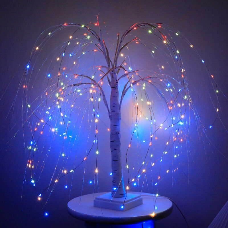 Weidenzweiglampe mit 192 LEDs, 50 cm, Farbwechsellicht, Batterie & usb, doppelter Verwendungszweck, 8 Modi für Zuhause, ...
