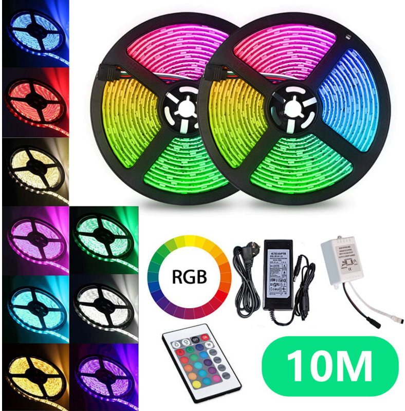 Wolketon 10M LED Streifen set . RGB LED Stripe 5050 SMD. LED Strip 30 LEDs. LED Band Nicht wasserdicht(IP20). mit 24 Tas...