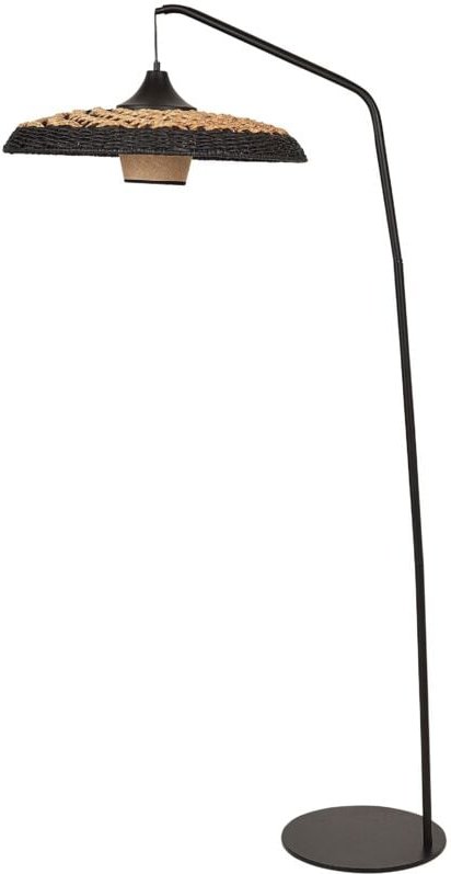 Stehlampe Schwarz u. Beige aus Papierschnur 170 cm Hoch Boho Stil für Wohnzimmer Schlafzimmer Flur