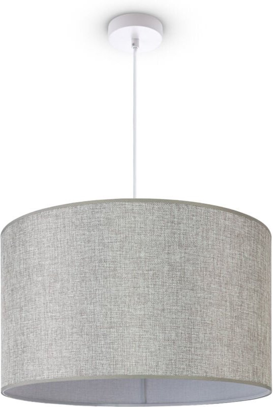 Pendellampe Wohnzimmer Deckenleuchte Stoff Lampenschirm Modern Einfarbig Rund Grau (Ø45.5 cm), Pendelleuchte-Weiß - Typ ...