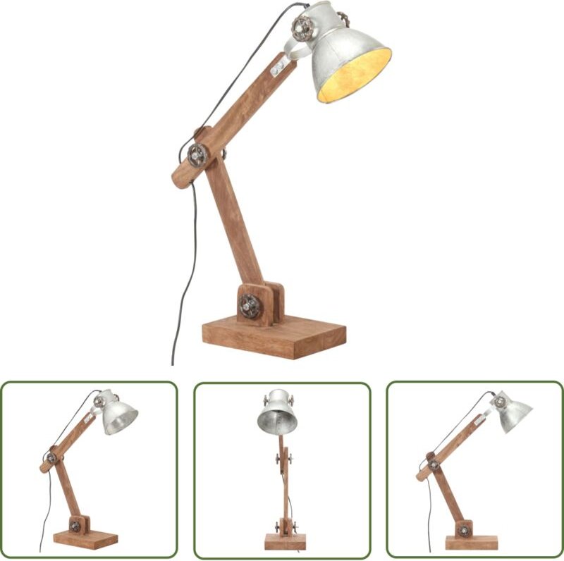 The Living Store Schreibtischlampe Industriestil Silbern Rund 58x18x90 cm E27 - Tischlampe - Industrielampen - Stehlampe...