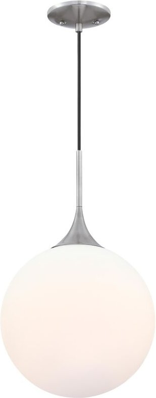 Led Pendelleuchte Moretti Nickel / Opalmilchglas