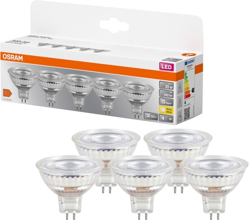Osram - 4099854334337 led eek f (a - g) GU5.3 3.8 w = 35 w Warmweiß (ø x h) 50 mm x 50 mm 5 St.