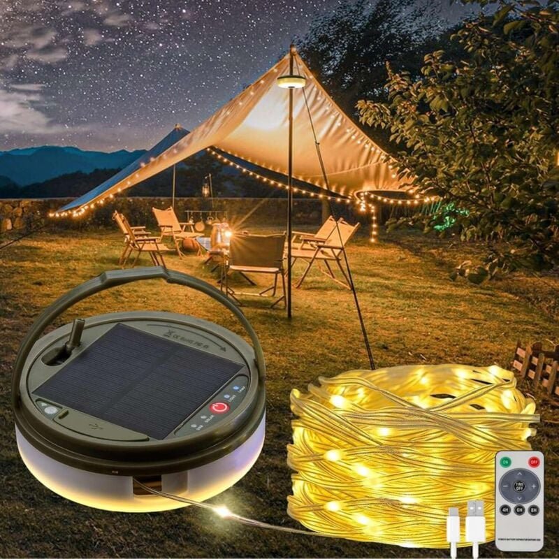 Solar-Lichterkette fürs Camping, 120 LEDs, wasserdicht, tragbar, wiederaufladbar, für Gärten, Partys und Dekorationen