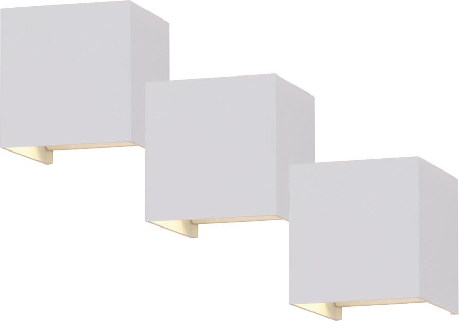 Wandstrahler weiß Außenleuchte quadratisch Terrassenlampe modern, led UP&Down Strahler verstellbar, Alu, led 6W 660lm 40...