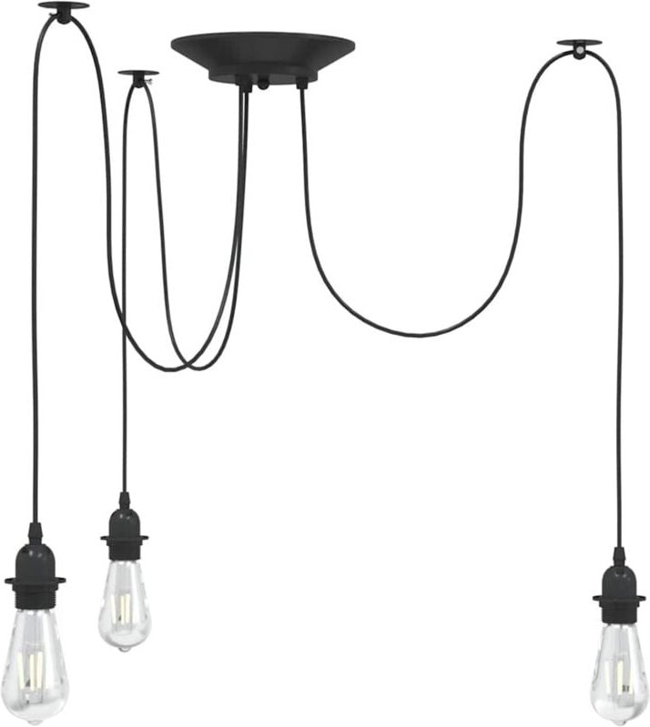 Pendelleuchte mit 3 Fassungen E27 Schwarz Metall Vidaxl