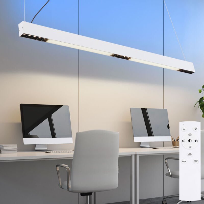 Led Hängeleuchte Esszimmerlampe Wohnzimmerleuchte Tageslichtlampe dimmbar rgb Farbwechsel Fernbedienung cct, led 34W 130...
