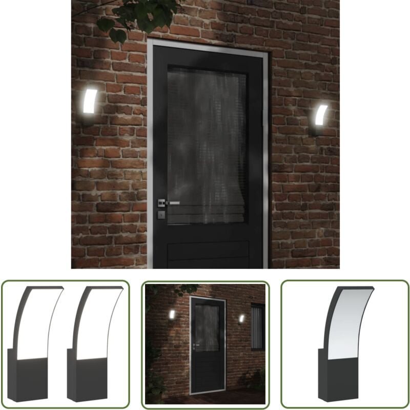 LED-Außenwandleuchten 2 Stk. Schwarz Aluminiumdruckguss - LED-Lampe - Außenleuchte - Wandleuchte - Gartenbeleuchtung - T...