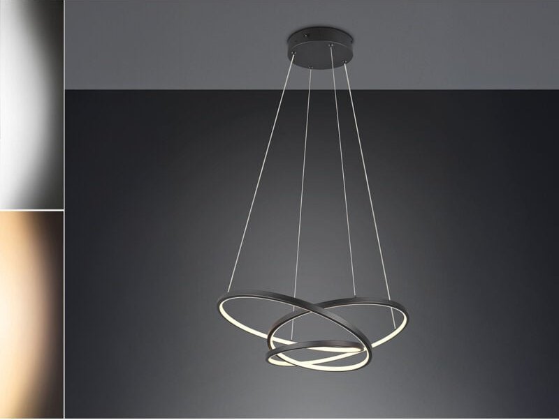 Trio - Moderne dimmbare led Pendelleuchte darvin Schwarz, Breite 64cm