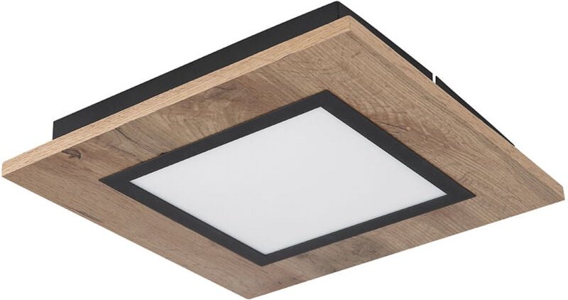 Globo - Deckenleuchte Deckenlampe led Wohnzimmerlampe Schwarz-matt Holzoptik 30x30 cm