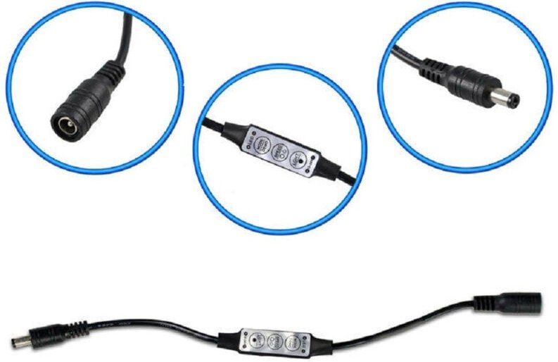 Trade Shop Traesio - Trade Shop - dimmbarer led-streifen-controller mit 5-MM-STECKER (männlich auf weiblich) - Schwarz