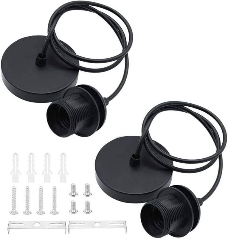 2 Stück E27-Kabel, Pendelleuchte, Pendelleuchte, Glühbirnenkabel mit 100 cm Kabel, E27-Hängelampenfassung für Bar, Café,...