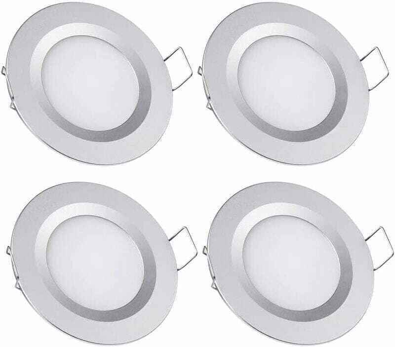 4 x 12V LED-Einbaustrahler, 58-65mm Loch, 3W, 3200K, Einbaudeckenleuchten für Wohnmobil, Boot, Wohnwagen, Transporter, Y...