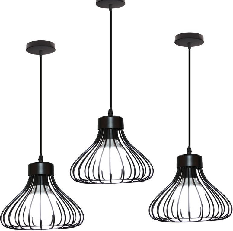 Pendelleuchte Ø23cm Kürbis Form Hängelampe im Industri Stil Kronleuchter mit Käfig aus MetAlles E27 Halter für Wohnzimme...