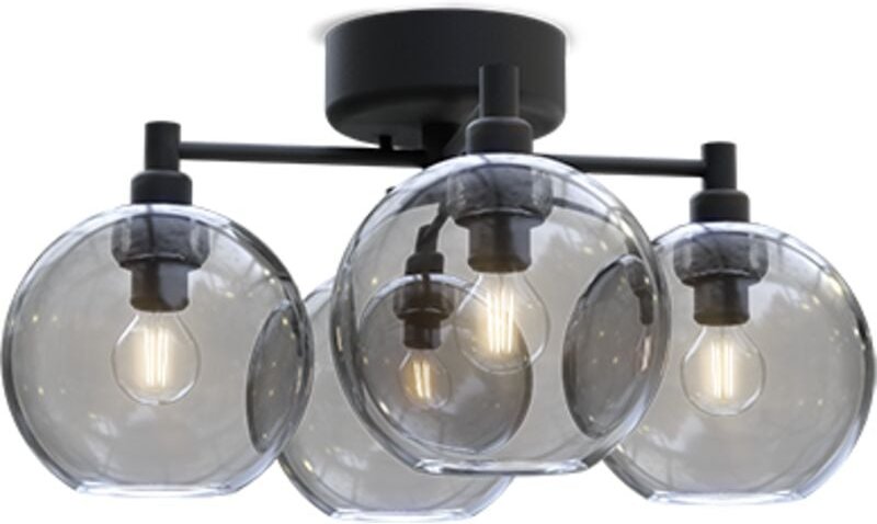 Thumbnail - Belid - Gloria Globe Deckenleuchte Schwarze Struktur, Rauchglas 4x E14