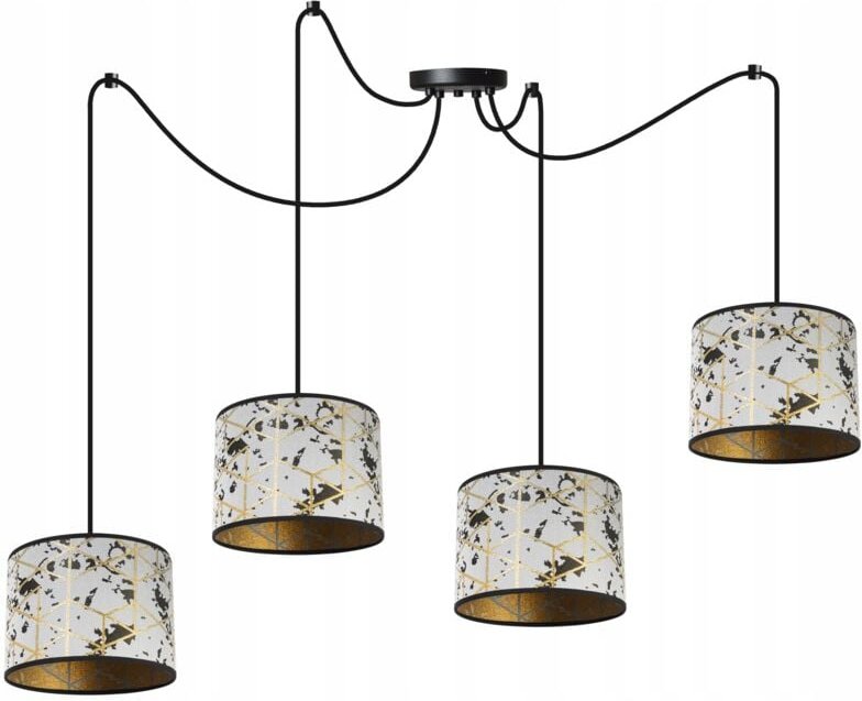 Decken-Hängelampe, Lampenschirm mit Spinnenmuster, Gold