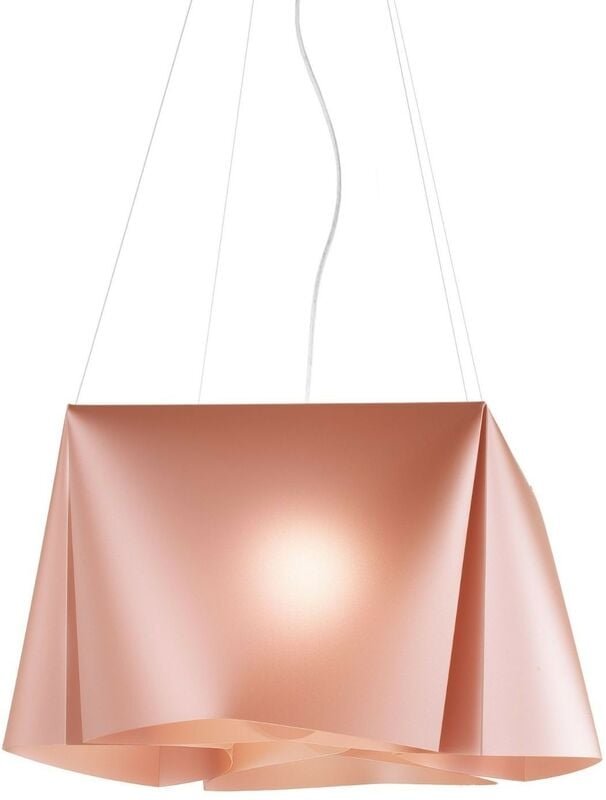 Aufhängung 3 kupferfarbene Leuchten aus verchromtem Metall Cm. 59 x 31 Std