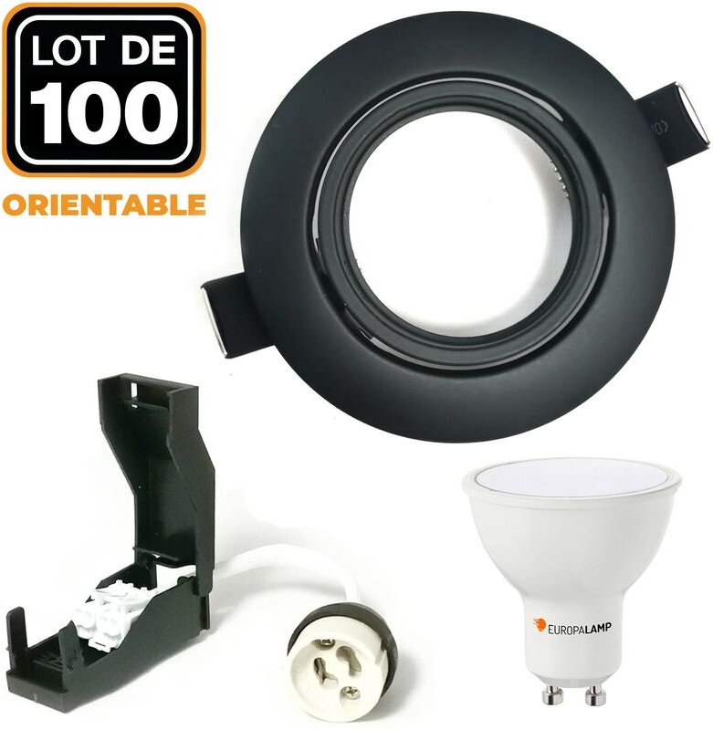 Europalamp - 100 Schwenkbare Einbaustrahler Mattschwarz GU10 led 5W eqv. 40W Neutralweiß 4500K