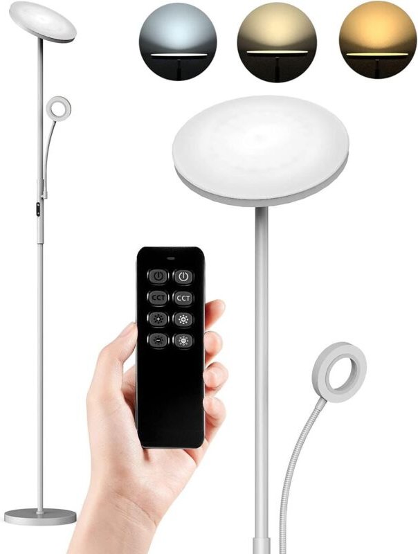 Stehlampe led Dimmbar 30W Deckenfluter mit 5W Leselampe 3000-6000K Stehleuchte Wohnzimmer mit Fernbedienung & Touch-Steu...