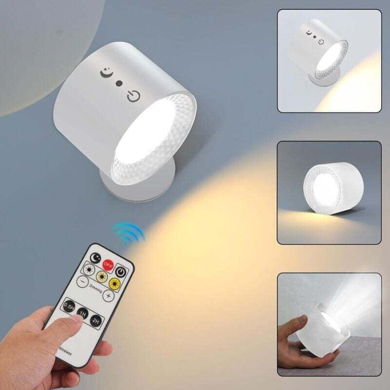 Apliques de pared led magnéticos giratorios con control remoto y pilas, control táctil de 3 colores, para iluminación de...