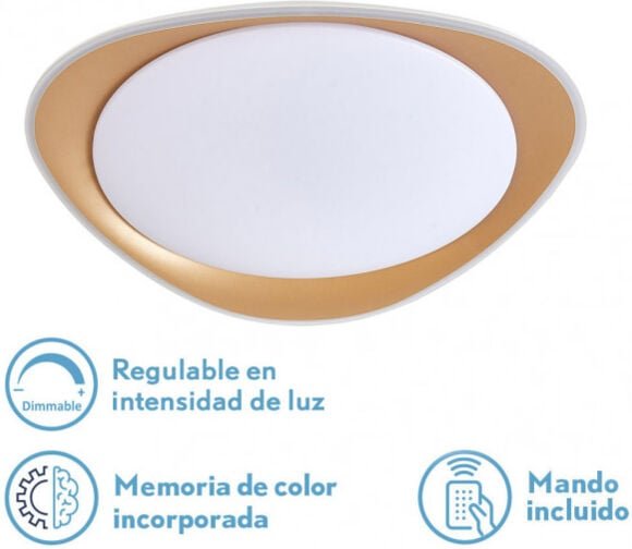 Fabrilamp - deckenlampe 72w daire gold 3000-4000-6500k 5616lm 7x55x55cm remote+reg.int+memoria