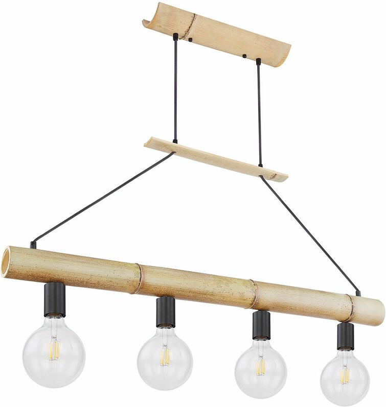 Decken Pendel Hänge Lampe Metall Leuchte Schwarz Bambus Ess Zimmer Beleuchtung