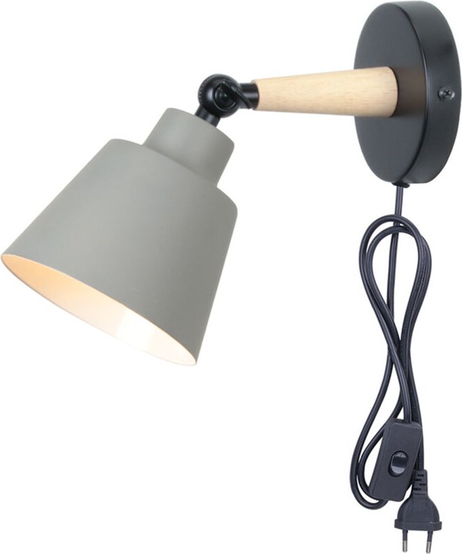 STOEX Wandleuchte aus Eisen Holz Wandlampe mit Schalter und Stecker Vintage Verstellbare E27 für Wohnzimmer Schlafzimmer...