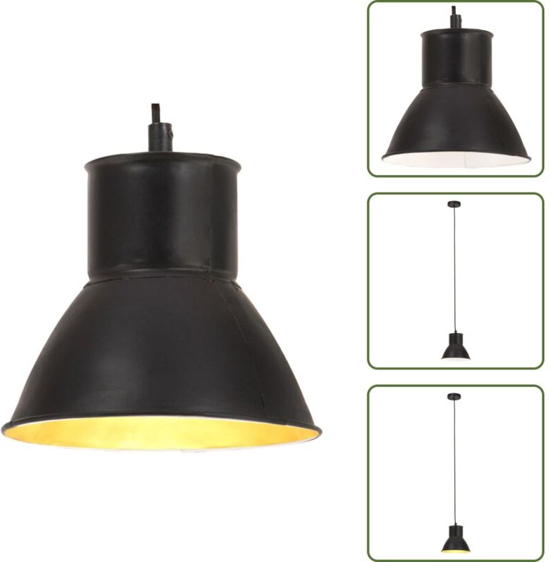 The Living Store Hängelampe 25 W Schwarz Rund 17 cm E27 - Industriestil