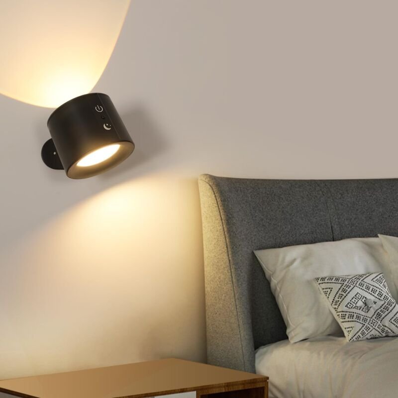 COMELY Wiederaufladbares LED-Nachtlicht mit USB-C-Anschluss und Infrarot-Fernbedienung, Schwarz, einstellbare Helligkeit...