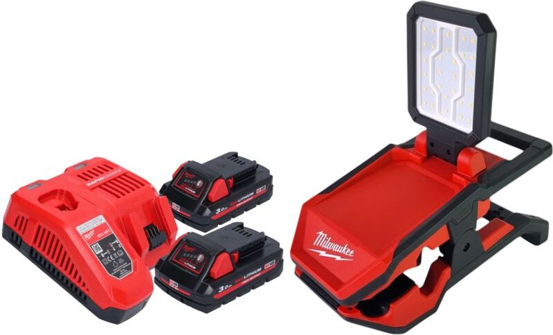 Milwaukee - M18 PAL2-302 Akku Leuchte 18 v 2000 lm IP20 + 2x Akku 3,0 Ah + Ladegerät