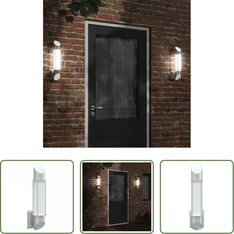 Außenwandleuchte - Außenwandleuchte Silbern Edelstahl